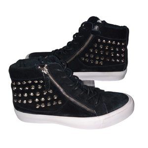 Kelsi Dagger Kilee Black Suede & Silver Studded Fashion Sneaker Size 8 MSRP 199.